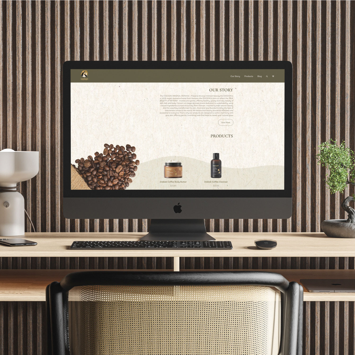 Image of a iMac screen with web design layout